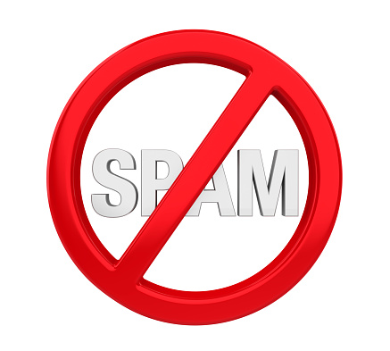 No Spam Sign isolated on white background. 3D render