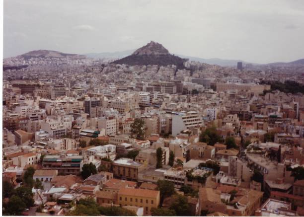 Aerial View of Athens, Greece stock photo