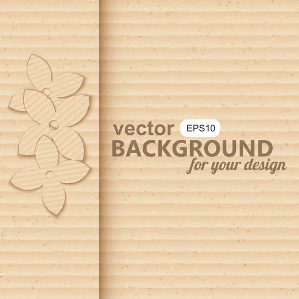 Vector illustration of Realistic cardboard background with flowers. vector illustration