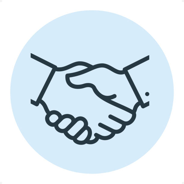 Business Handshake - Pixel Perfect Single Line Icon Handshake - Professional outline style vector icon.
Pixel Perfect Principle - icon designed in 64x64 pixel grid, outline stroke 2 px. Blue circle 80x80 px.

Complete Outline PRO icon board - https://www.istockphoto.com/collaboration/boards/r3MrrRaQskC97xh5LR9hsg business handshake stock illustrations