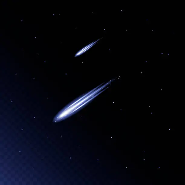 Vector illustration of Vector illustration of two comet in the starry space sky