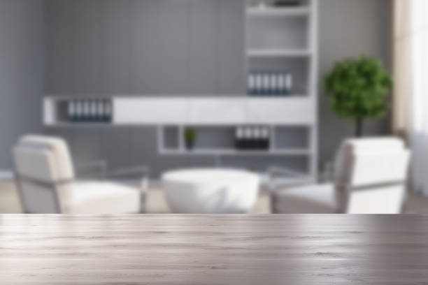 istock Gray living room, white armchairs blurred 935702478