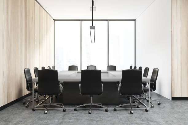 istock Wooden meeting room interior 935708472