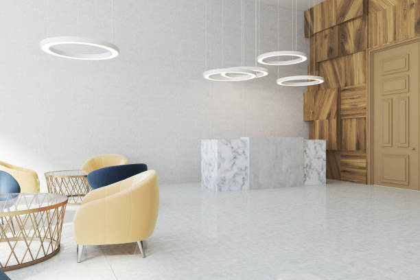 istock Wooden office waiting area, reception 935709050