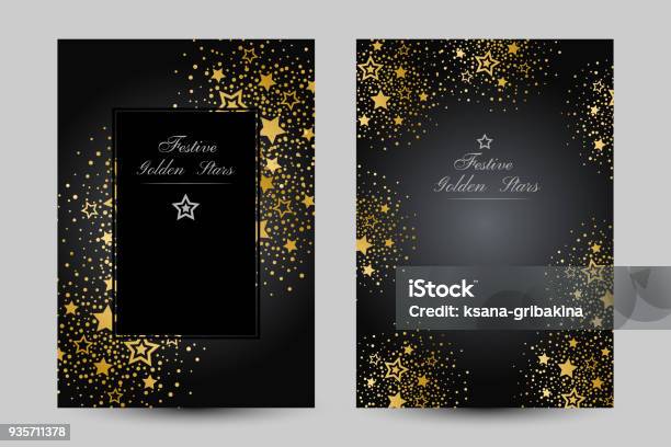 Anniversary Luxury Backgrounds With Gold Stars Decoration Stock Illustration - Download Image Now