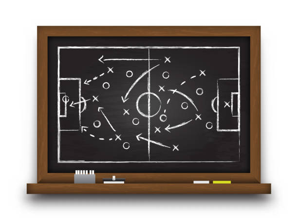 istock Soccer cup formation and tactic . Chalkboard with football game strategy  . Vector for international world championship tournament 2018 concept 935712074