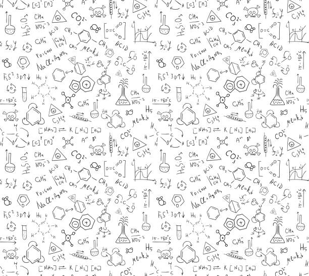 ilustrações de stock, clip art, desenhos animados e ícones de chem pattern - atom science symbol molecule