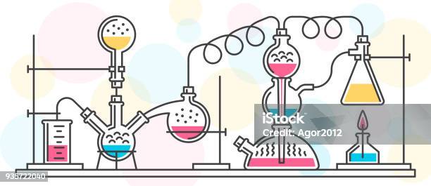 화학 반응 화학-과학에 대한 스톡 벡터 아트 및 기타 이미지 - 화학-과학, 과학 실험, 실험실