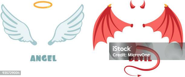 Nobody Angel And Devil Suit Innocent And Mischief Vector Symbols Stock Illustration - Download Image Now