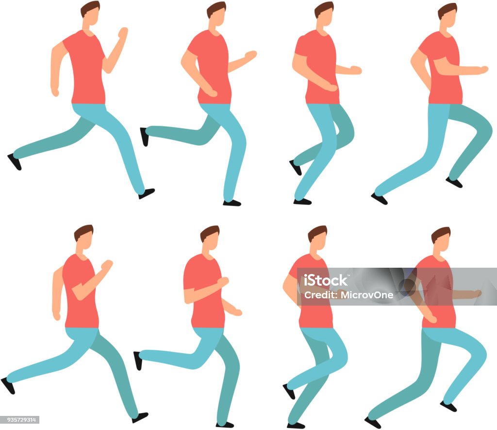Cartoon Running Man In Casual Clothes Young Male Jogging Animation Frames  Sequence Isolated Vector Set Stock Illustration - Download Image Now -  iStock