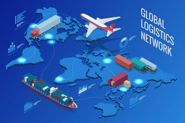 illustrazioni stock, clip art, cartoni animati e icone di tendenza di rete logistica globale - surveillance world map globe planet