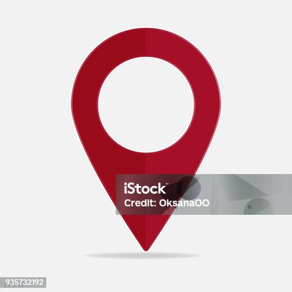 istock Vector image  positioning on the map. Mark GPS icon. Red icon location drop pin on a light background 935732192