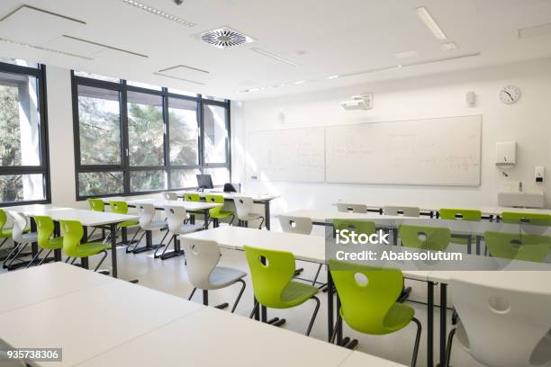 Contemporary Empty School Mathematics Classroom Europe Stock Photo - Download Image Now