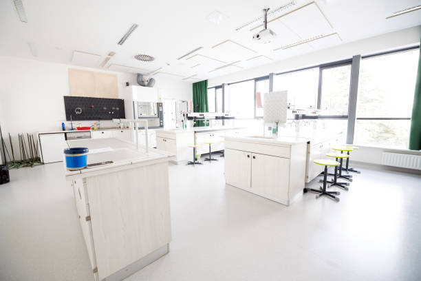 istock Contemporary Empty School Chemistry Classroom, Europe 935738568