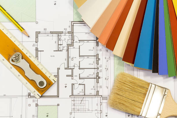 istock color chart and brush with residential building project 935739162