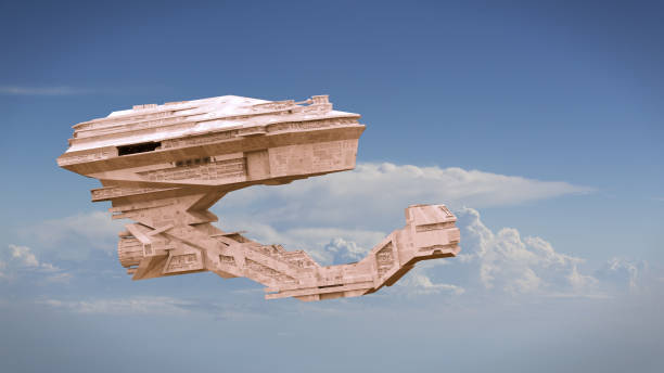 istock futuristic spaceship flying flying through a planet's atmosphere (3d science fiction space render) 935741816
