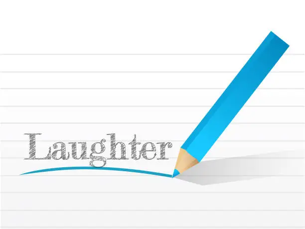 Vector illustration of laughter written on a white piece of notebook paper