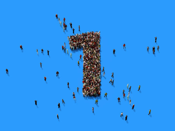 istock Human Crowd Forming Number One: Success Concept 935757566