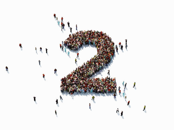 Human Crowd Forming Number Two: Success Concept Human crowd forming a big number two on white background. Horizontal  composition with copy space. Clipping path is included. Success concept. number 2 photos stock pictures, royalty-free photos & images