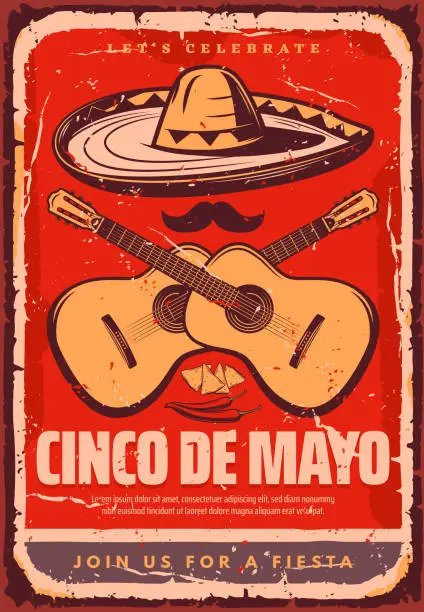 Vector illustration of Cinco de Mayo Mexican vector sketch party poster