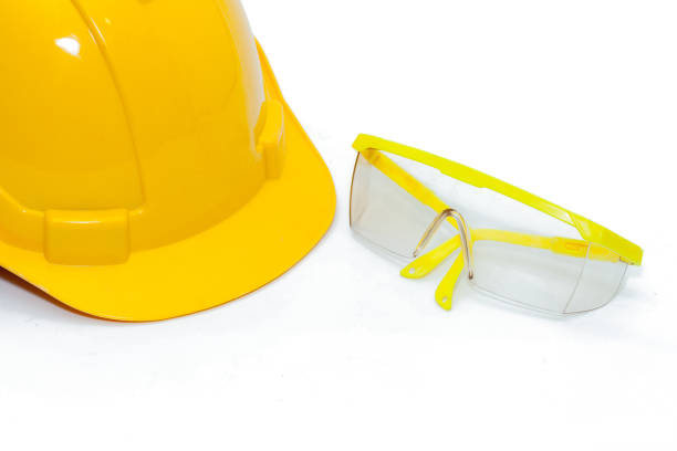 istock Safety Glasses protection and safety helmet on white background 935771232