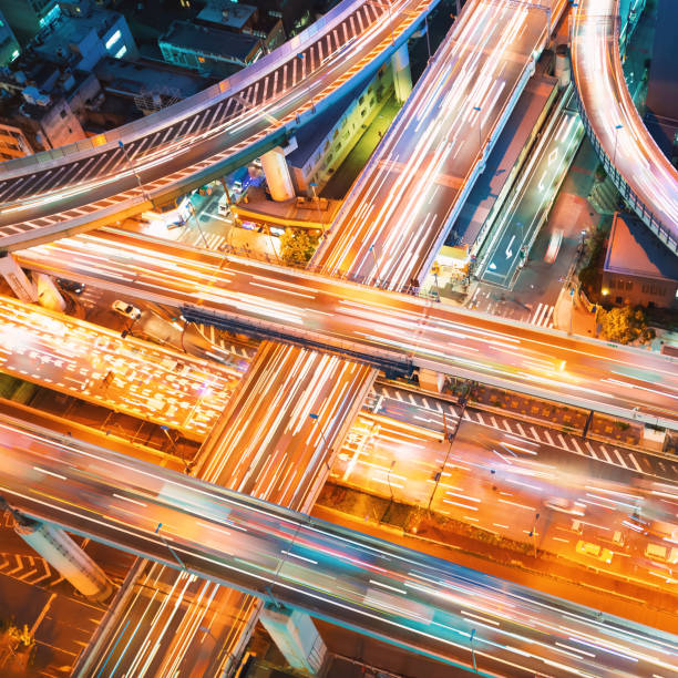 istock Aerial view of a highway intersection in Osaka, Japan 935771386