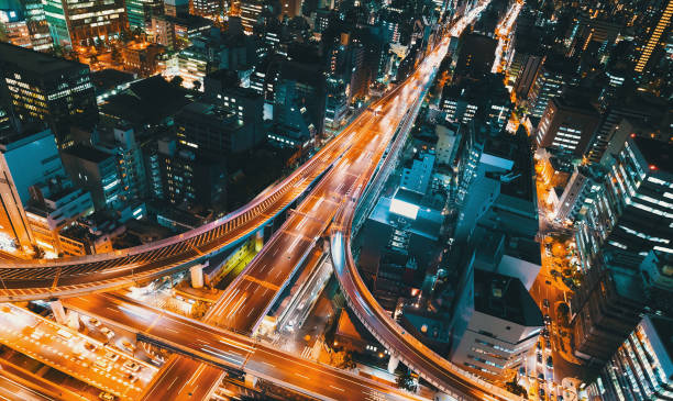 istock Aerial view of a highway intersection in Osaka, Japan 935771760