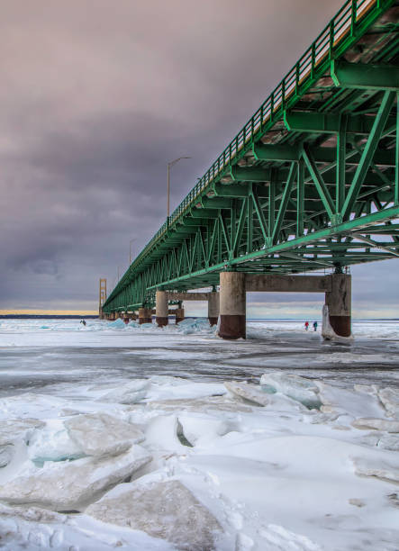 istock Mackinac Bridge in Winter with Ice 935773936
