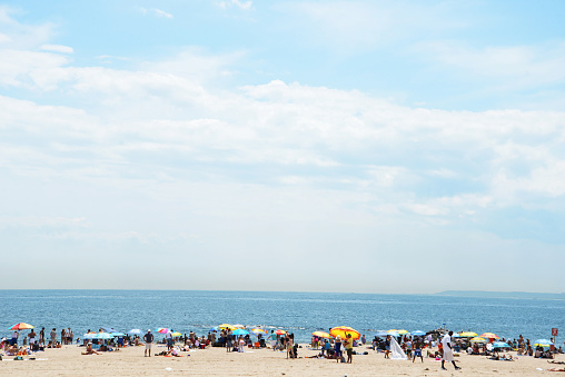 People filled in Coney Island beach