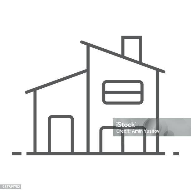 Two Storey House Thin Line Icon Real Estate And Home House Sign Vector Graphics A Linear Pattern On A White Background Eps 10 Stock Illustration - Download Image Now