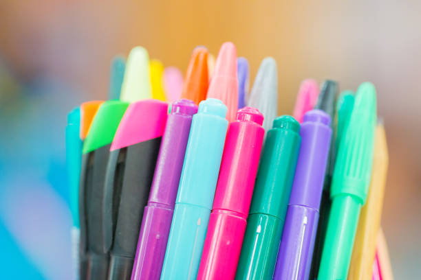 istock Education Learning Concept : Colorful of marker pens set on blur light background for blank space in your design or montage. 935799842