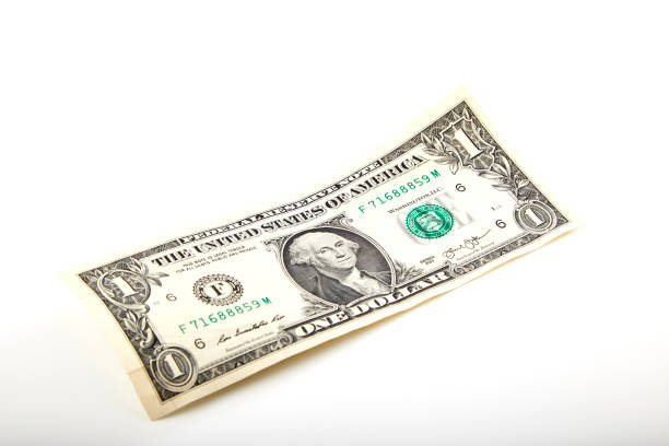 jeden dolar wyizolowany na białym tle - president currency five dollar bill us paper currency zdjęcia i obrazy z banku zdjęć