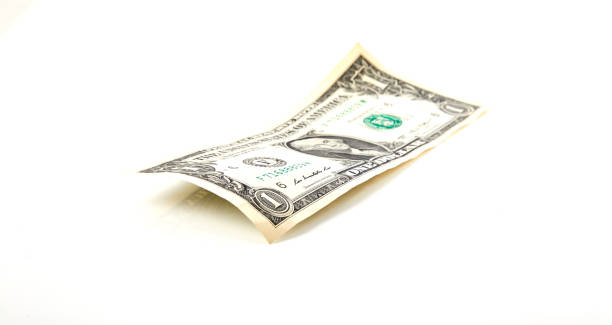 1 달러 지폐 흰색 바탕에 흰색 배경 - us currency five dollar bill one hundred dollar bill paper currency 뉴스 사진 이미지