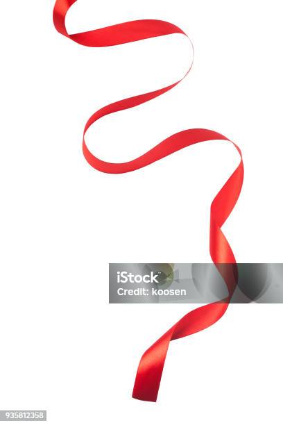 Wavy Red Ribbon Isolated On White Background Stock Photo - Download Image  Now - Ribbon - Sewing Item, Red, Cut Out - iStock