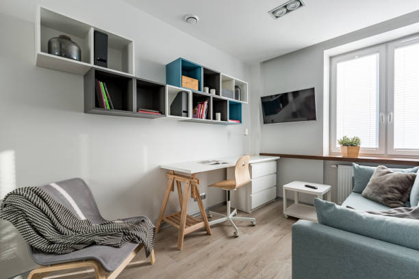 istock Armchair, white desk and sofa 935816028