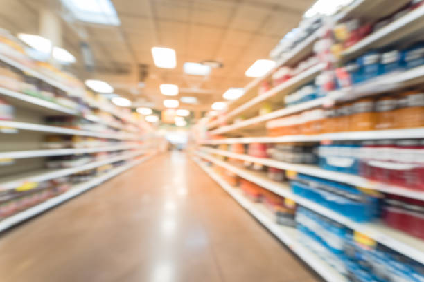 istock Blurred abstract soft drinks aisle in American store 935822190