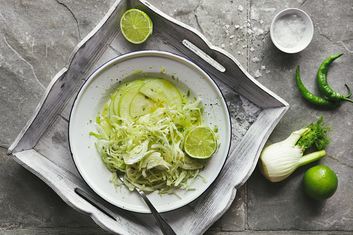 Coleslaw with cabbage, apple and fennel