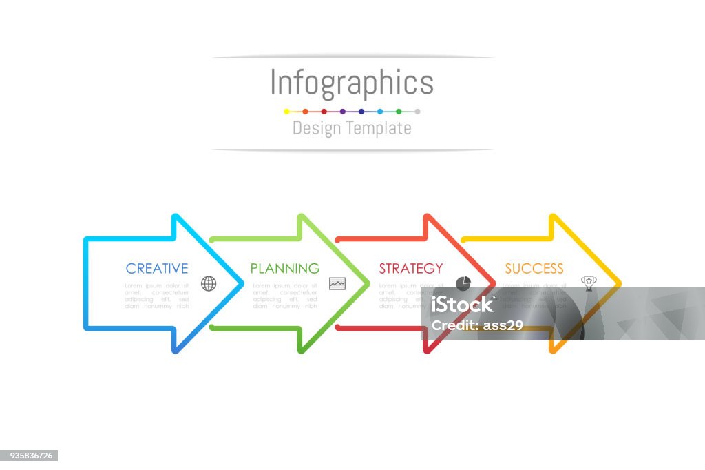 Infographic design elements for your business data with 4 options, parts, steps, timelines or processes. Arrow sign concept, Vector Illustration. Arrow Symbol stock vector