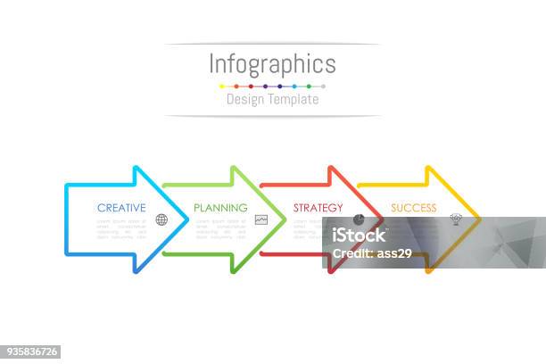 Infographic Design Elements For Your Business Data With 4 Options Parts Steps Timelines Or Processes Arrow Sign Concept Vector Illustration Stock Illustration - Download Image Now