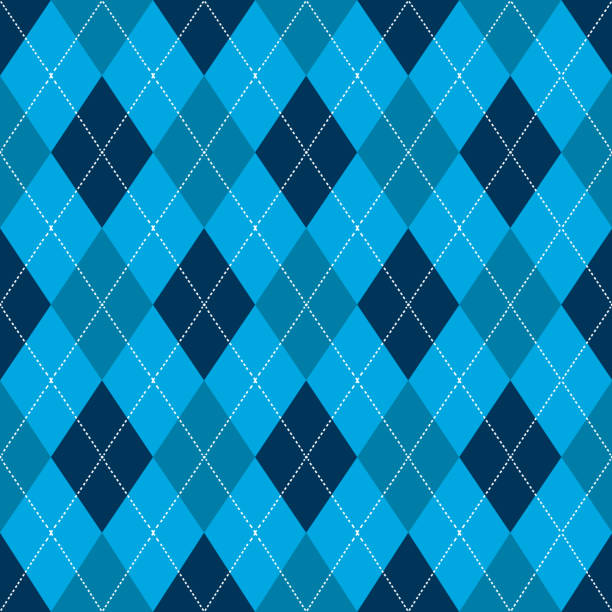 бесшовный аргайл шаблон. ретро синий цвет . вектор - argyle textile seamless pattern stock illustrations