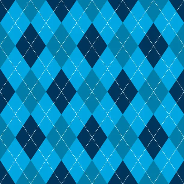 Vector illustration of Seamless argyle pattern. Retro blue color .Vector,
