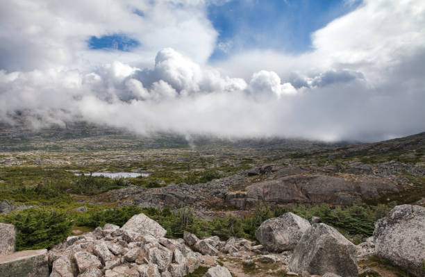 nuvens no país elevado perto branco pass - alaska landscape scenics wilderness area - fotografias e filmes do acervo
