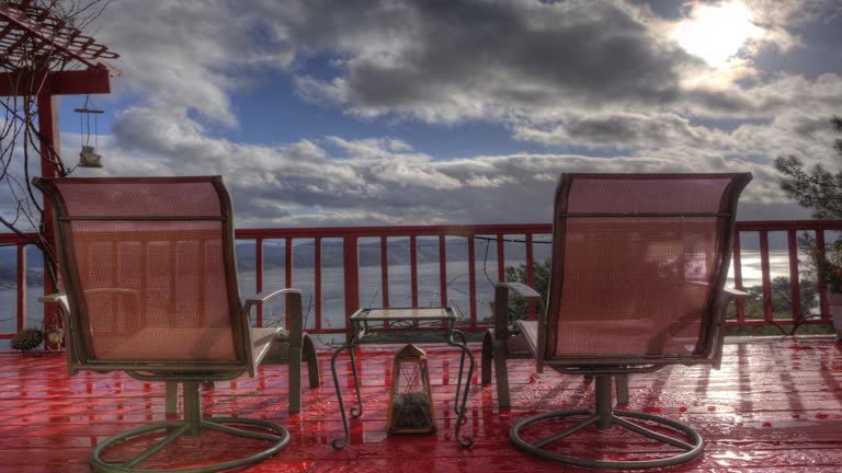 Panoramic Landscape View from Large Luxurious Deck with Lounge Chair