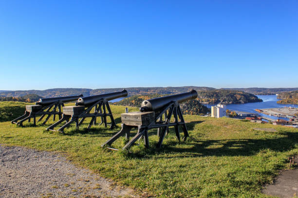 Three cannons Cannons on the Hill, Norway halden norway photos stock pictures, royalty-free photos & images