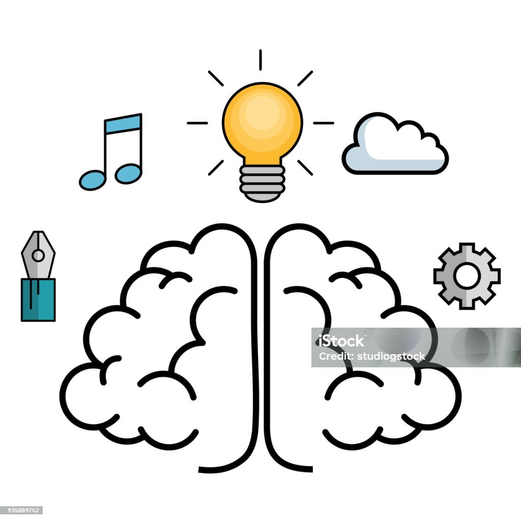 Management Objects Brain Brain And Objects Design Stock Illustration - Download Image Now ...