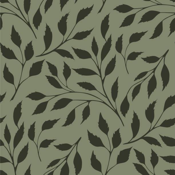 листья бесшовные шаблон - foliate pattern stock illustrations