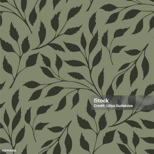 Leaves Seamless Pattern Stock Illustration - Download Image Now - Foliate Pattern, Natural Pattern, Seamless Pattern