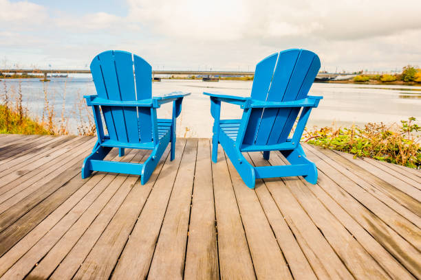istock empty blue chaise longue stand on the wooden floor 935906680