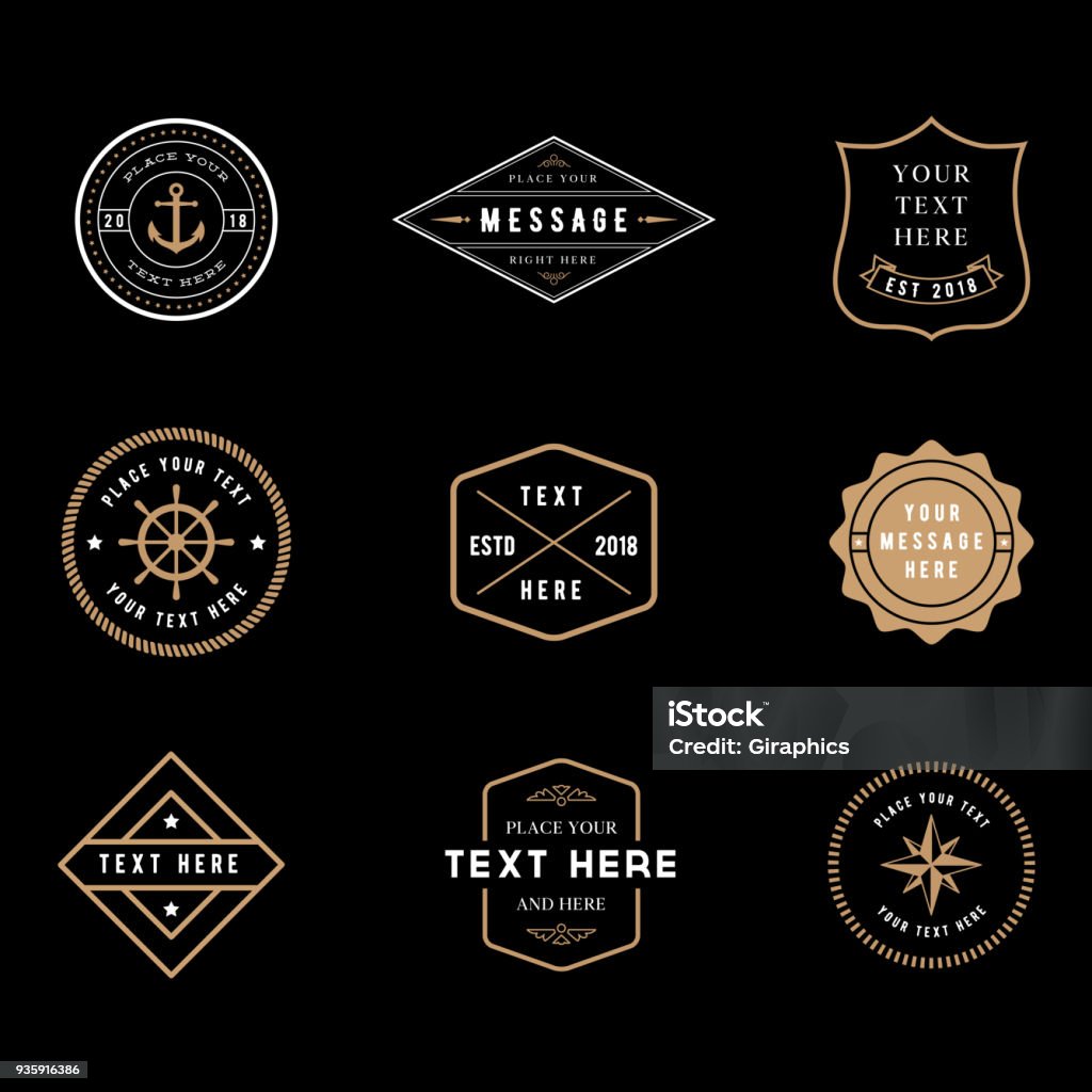 Vintage Badge s Set of vintage minimal badge  designs. Logo stock vector