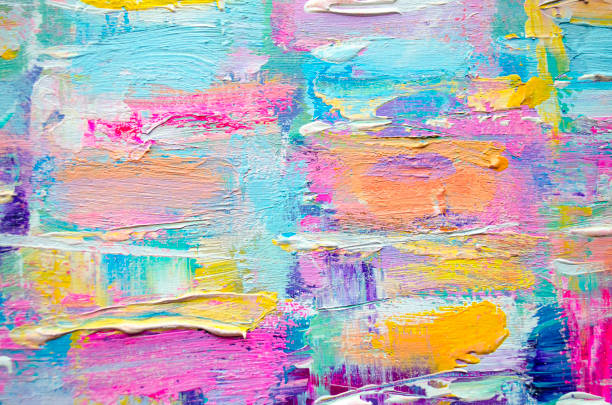 Acrylic painting on canvas. Color texture. Hand drawn acrylic painting. Abstract art background. Acrylic painting on canvas. Color texture. Fragment of artwork. Brushstrokes of paint. Modern art. Colorful canvas. Close up. artists palette photos stock pictures, royalty-free photos & images